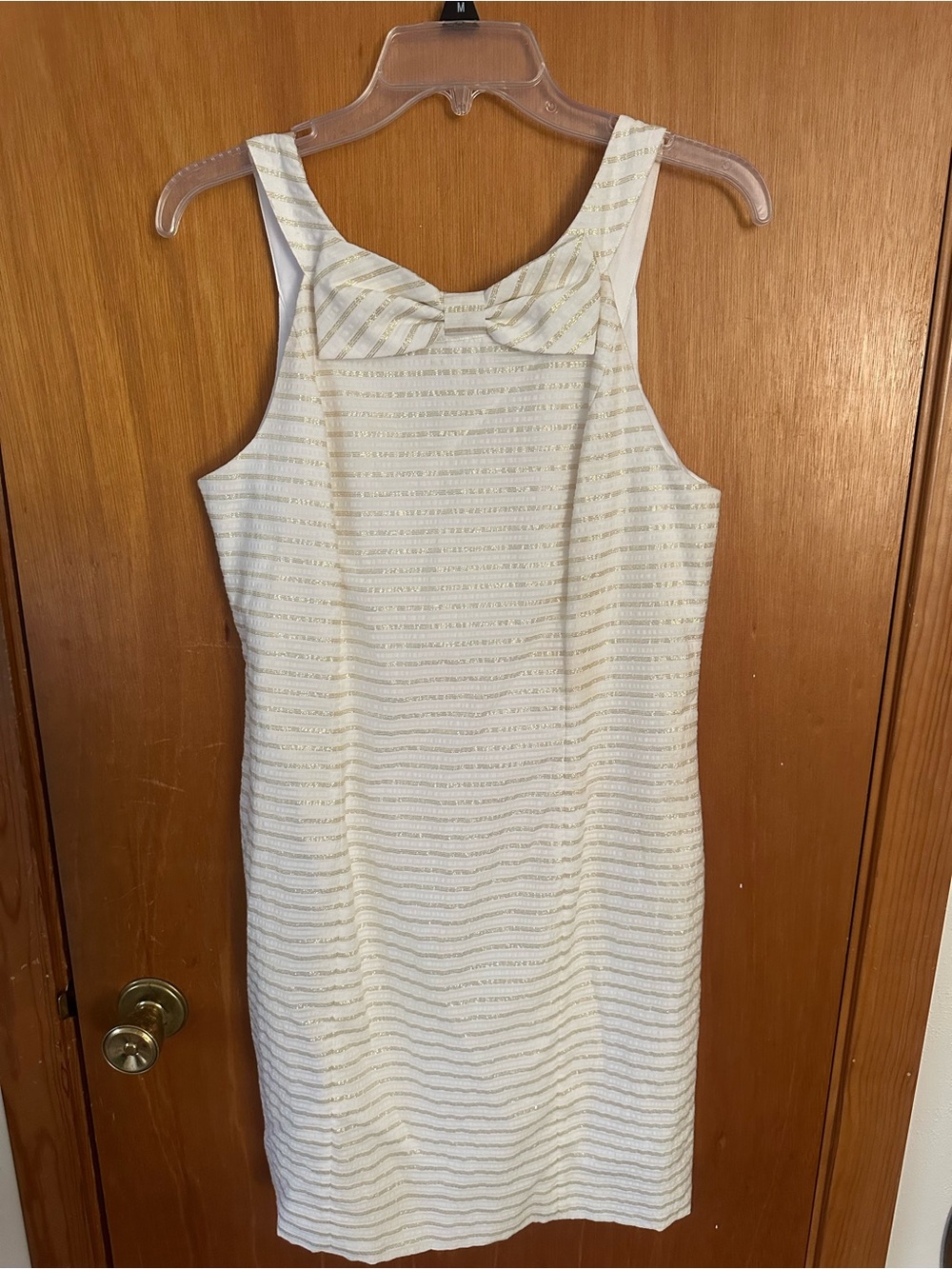 Lilly Pulitzer Henley Gold Metallic Striped Bow Dress Size 8